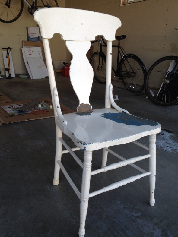 One of the five chairs for refinishing